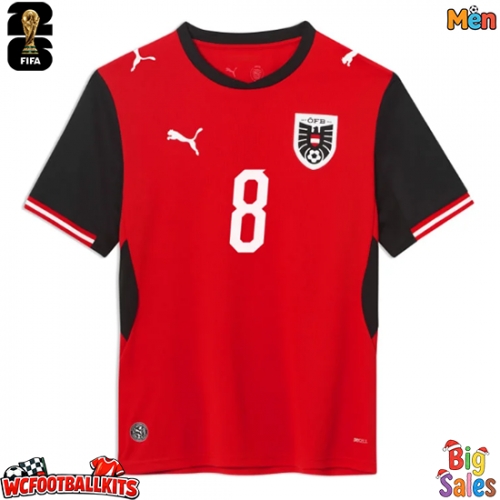 Austria David Alaba #8 Replica Home Stadium Shirt World Cup 2026 Short Sleeve